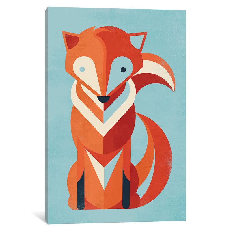 « fox »-impression sur toile tendue, H 60 po x l 40po x P 1,5 po, Toile tendue, Pas de tapis