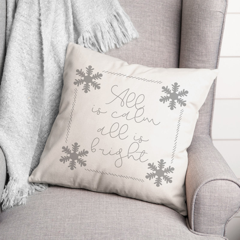  Housse et insert de coussin carré All is Calm All is Bright Snowflakes