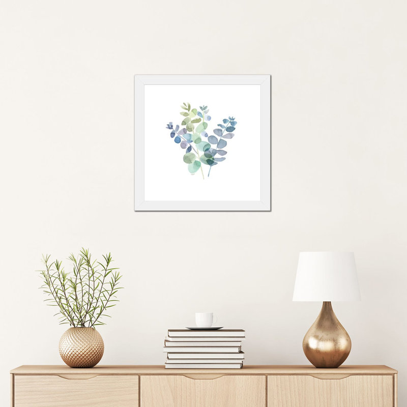 «Natural Inspiration Blue Eucalyptus on White II» par Tara Reed - reproduction d'art, Blanc, H 16 po x l 16 po x P 1 po
