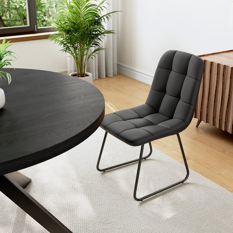 Ensemble 5 pièces de 4 chaises et table de salle à manger ronde Morden, Black, Noir
