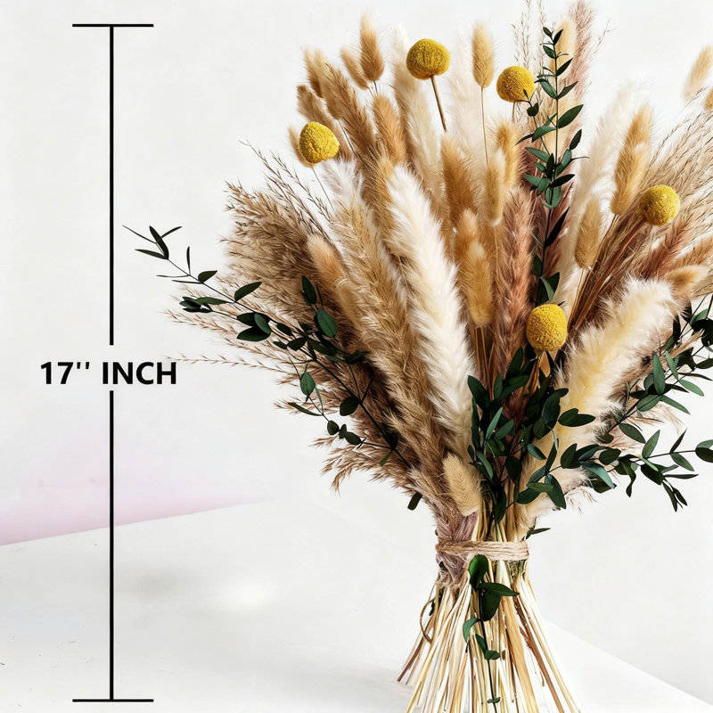 Boho Dried Pampas Grass Bouquet Rustic Wall Decor