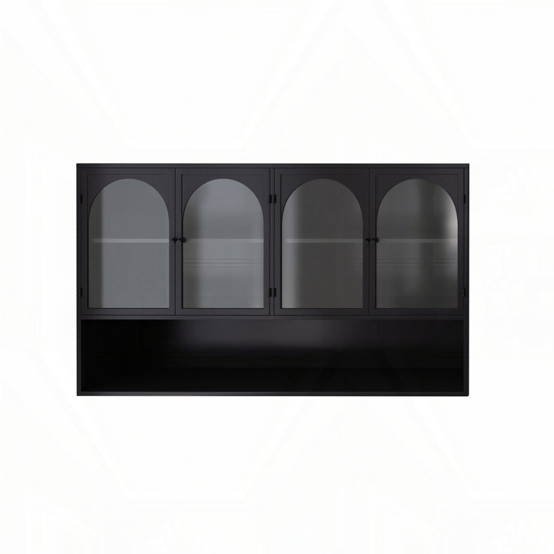 Armoire murale en verre, Noir, Noir