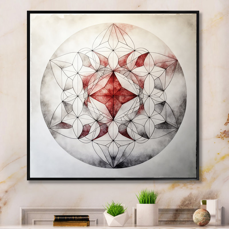 Tobye " Sacred Geometry In Vintage Color Tones IV ", 16" W x 16" H, Black 