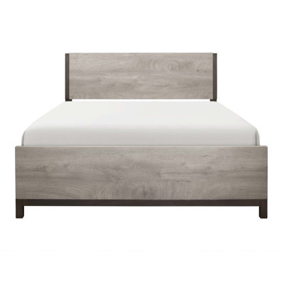 Full Size Bedroom Bed - Gray Finish Wooden And Construction Wood