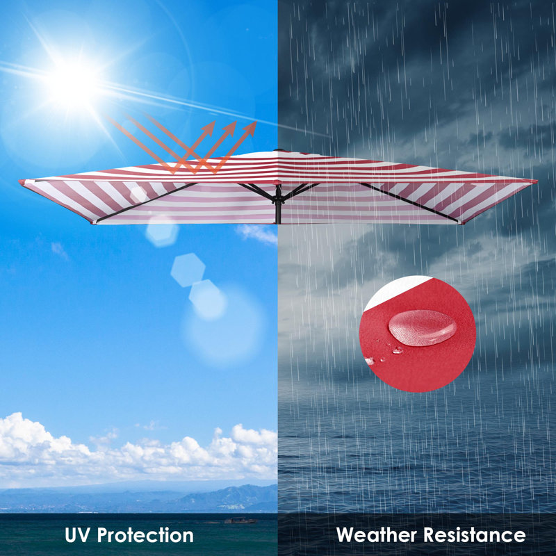 Parasol de remplacement pour terrasse de 10 pi x 6,5 pi, Rouge/blanc