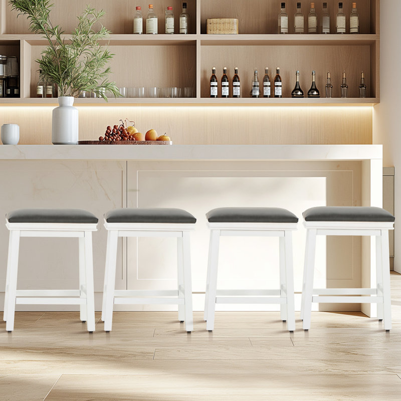 Tabouret de comptoir 24 po Jelissa, Noir, Blanc
