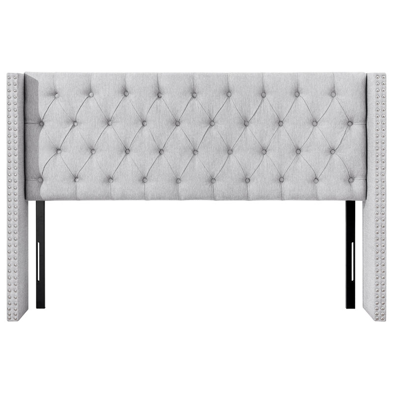 Upholstered Button Tufted Headboard, Gray, Queen