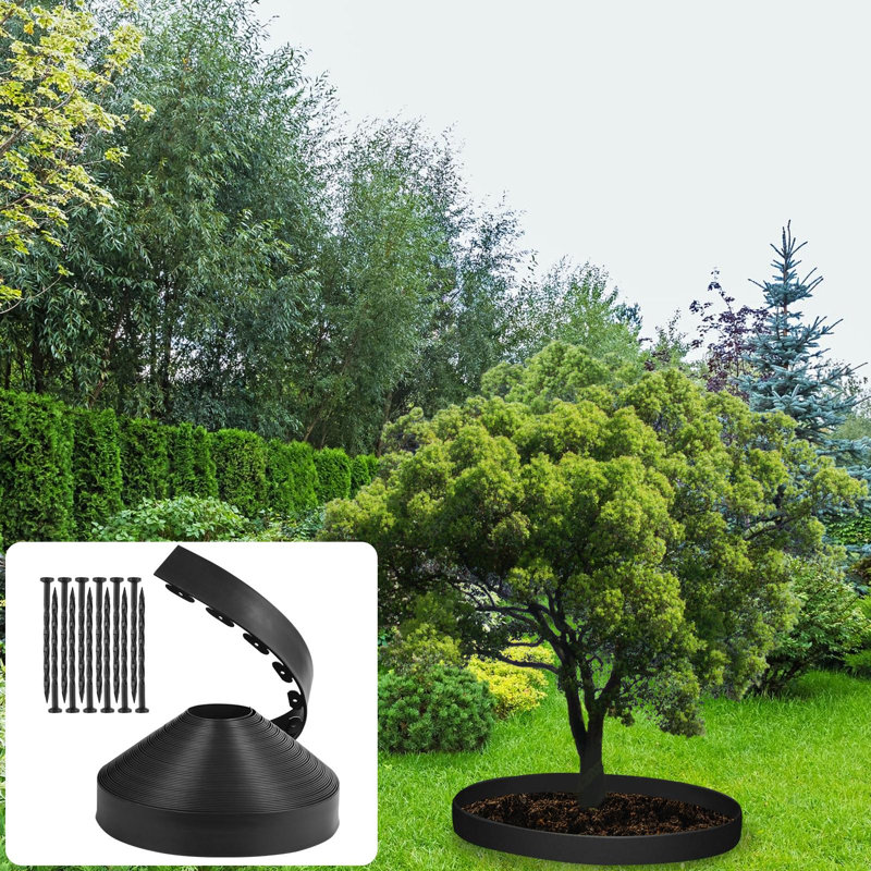 Bordure de pelouse de 10 cm de haut (sans creuser) - 45/60 m - Bordure paysagère, bordure de jardin, bordure de pelouse et bordure paysagère sans creuser - Bordure de parterre de fleurs en plastique - Bordure paysagère en caoutchouc
