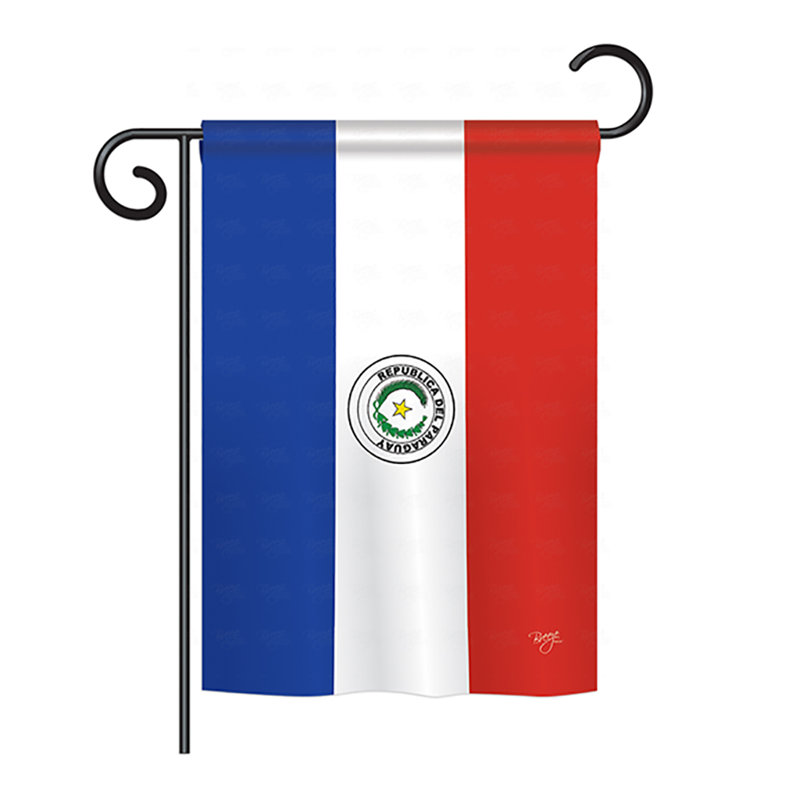 Drapeau maison en polyester 2 côtés paraguay, H 18,5 po x l 13 po