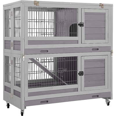 Grande cage à lapins pliante d'intérieur et d'extérieur sur roulettes Degafferelly