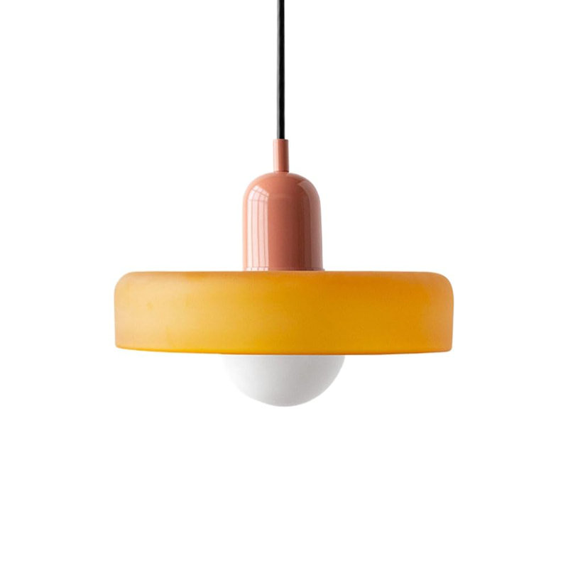 Luminaire suspendu 0 lumière, Rose, Orange, H 7,8 po x l 9,84 po x P 9,84 po