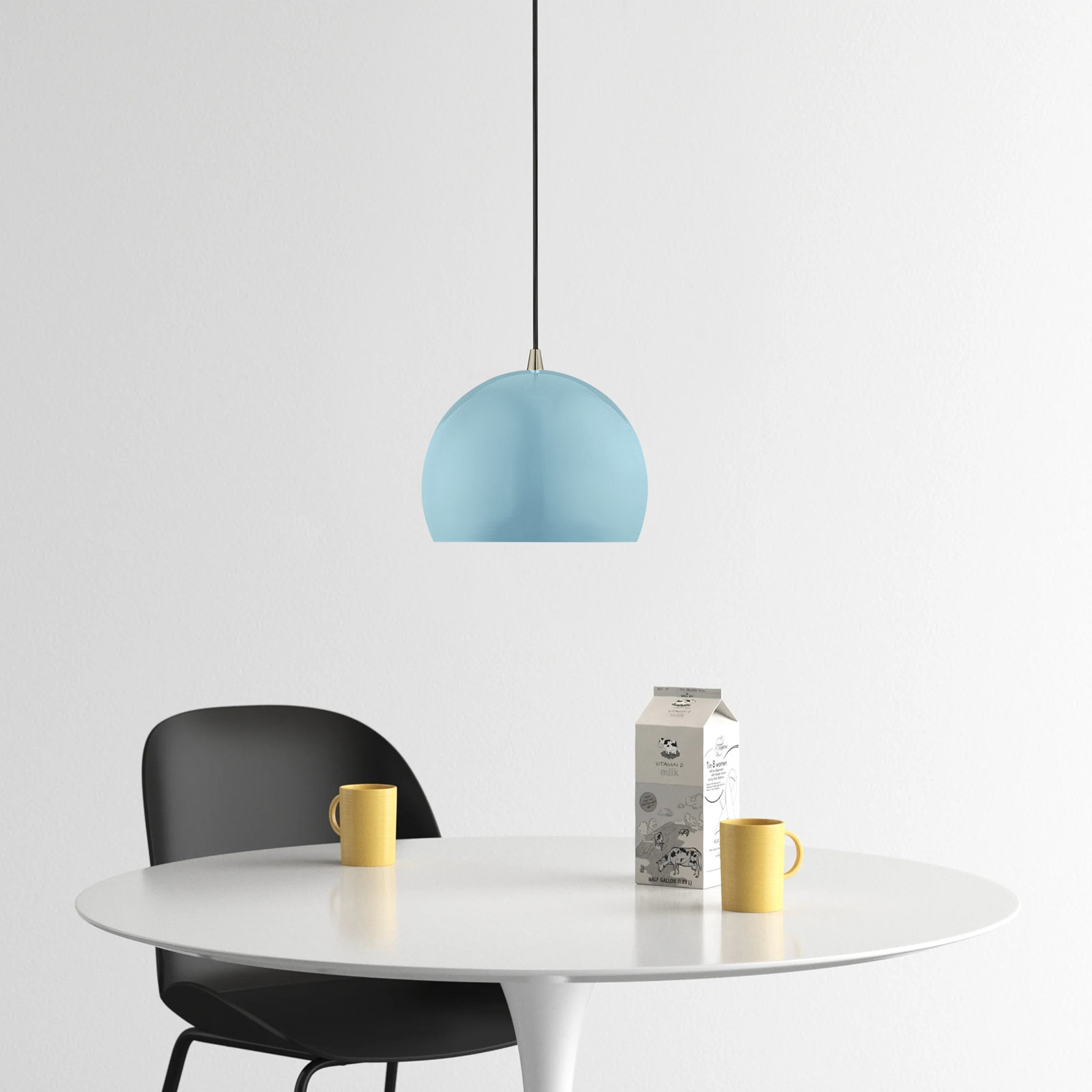 Schultz Dimmable Globe Single Light Pendant, Shiny Baby Blue