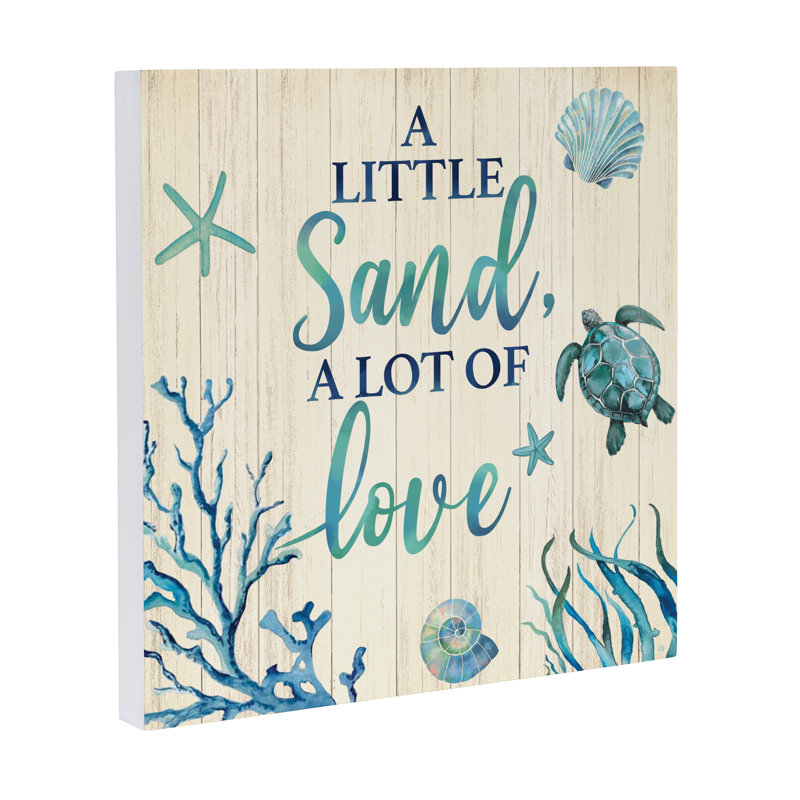 Décoration murale d'intérieur bleu côtier «A Little Sand», L 12 po x H 12 po