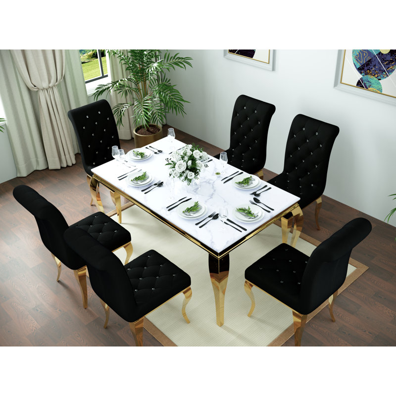 Tanager 20.1'' H Tufted Velvet Upholstered Parsons Chair, Silve, Black