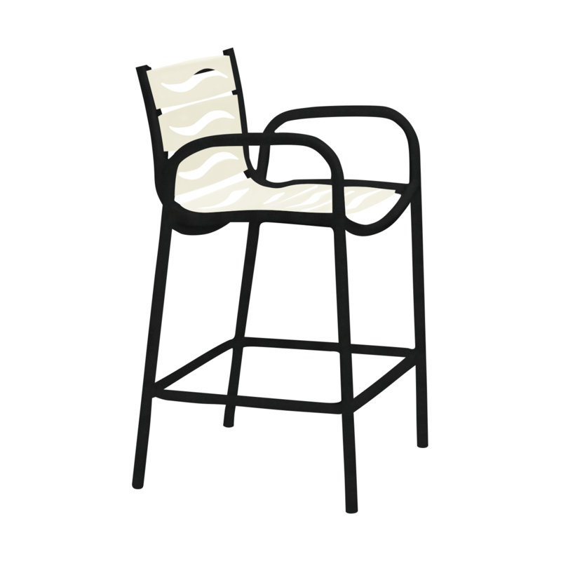 Millennia Outdoor Bar Stool, Obsidian, Snow