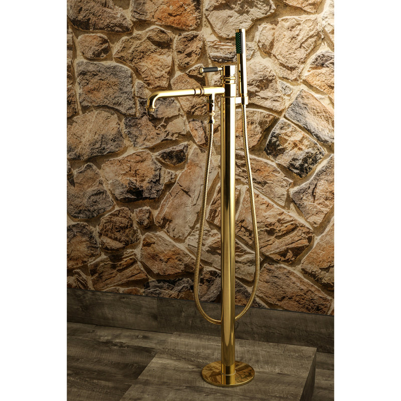 Kingston Brass Kaiser Single-Handle 1-Hole Freestanding Tub Faucet with Hand Shower, Polished Brass