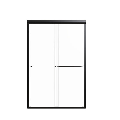 Double Bypass Sliding Shower Door, 48"W*72"H, 1/4" Tempered Glass, Matte Black, Smooth Opening And Closing 44"-48" Adjustable 72"H, Optimal Bathroom Design