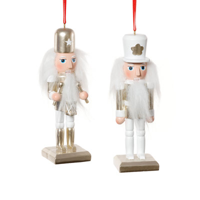 Ornements de Noël Casse-Noisette en verre, 2 modèles assortis, ensemble de 4