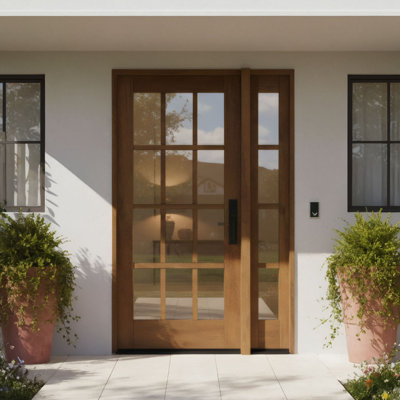 G112-SW-80 | Porte simple de 80 po, + 1 extérieur pré-suspendu RTA latéral, SDL 12 Lite, bois d'acajou brut