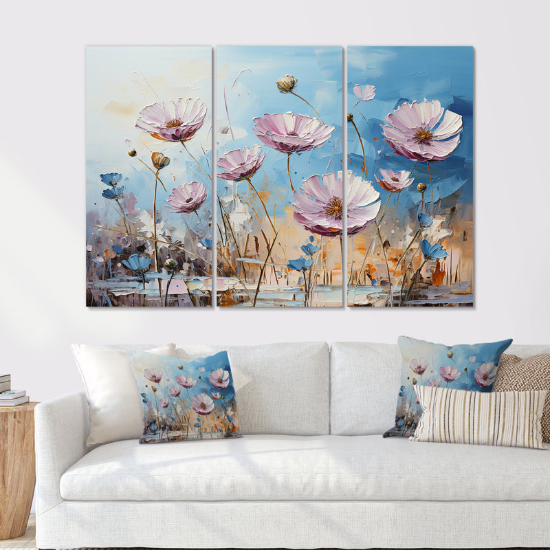 Divine cornflowers Blooming Field - Ensemble de décoration murale champ de fleurs, H 40 po x l 60 po x P 1 po