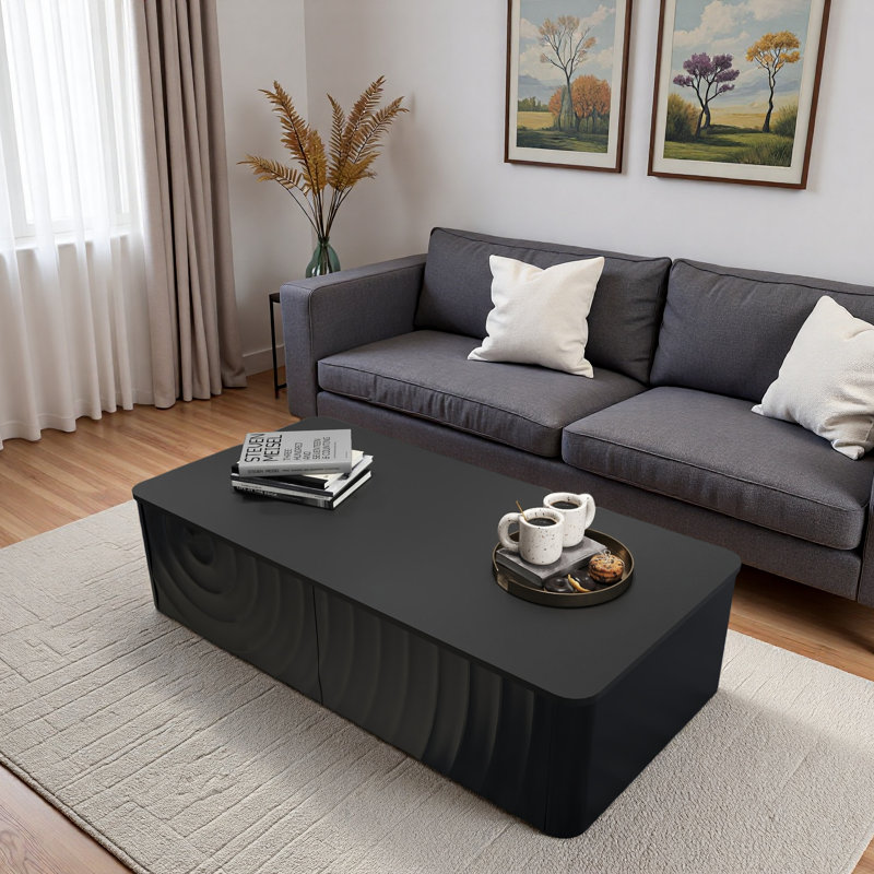 Table basse 2 tiroirs Modern, Noir
