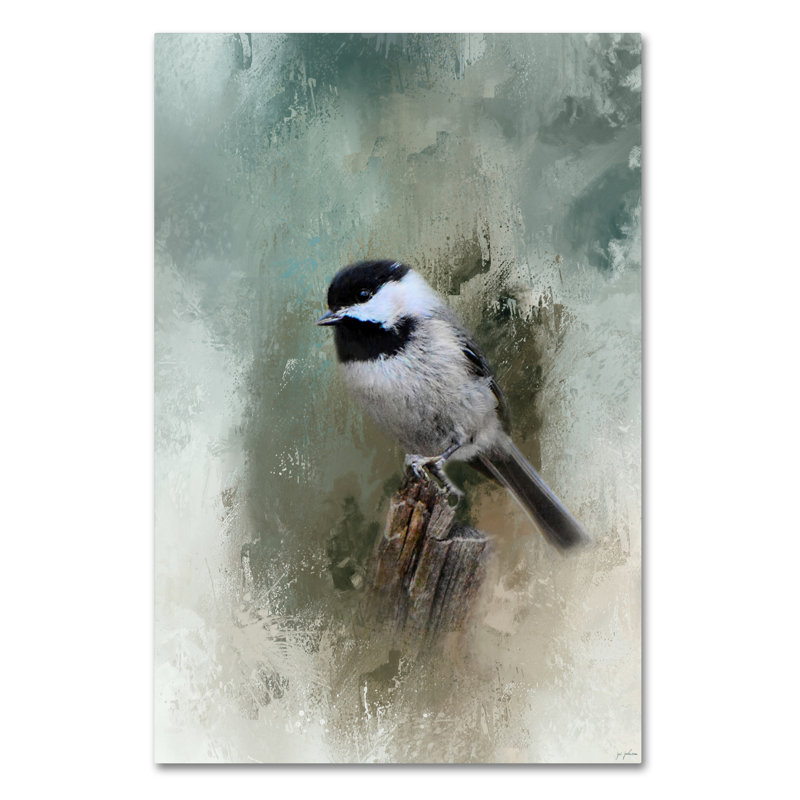 «Winter Chickadee» de Vidur, impression sur toile tendue, H 19 po x l 12 po