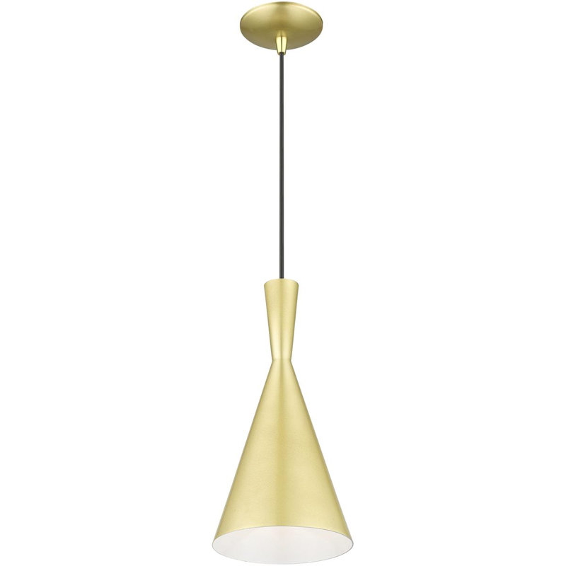Luminaire suspendu conique à 1 lumière Ariandne, Or doux / blanc brillant, H 15,25 po x l 7,25 po x P 7,25 po