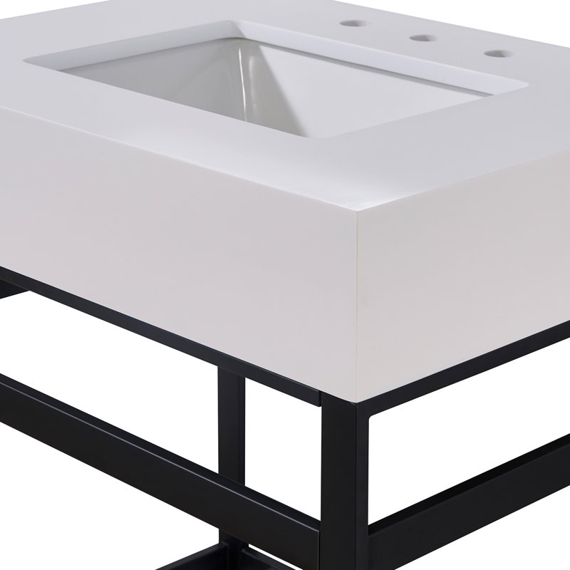 30" Snow White Ceramic Bathroom Vanity Top with Sink