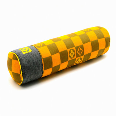 ComfortMax Cervical Support Pillow - Round Bolster Tube Pillow for Neck, Back, and Legs - Removable Washable Cover - Yellow