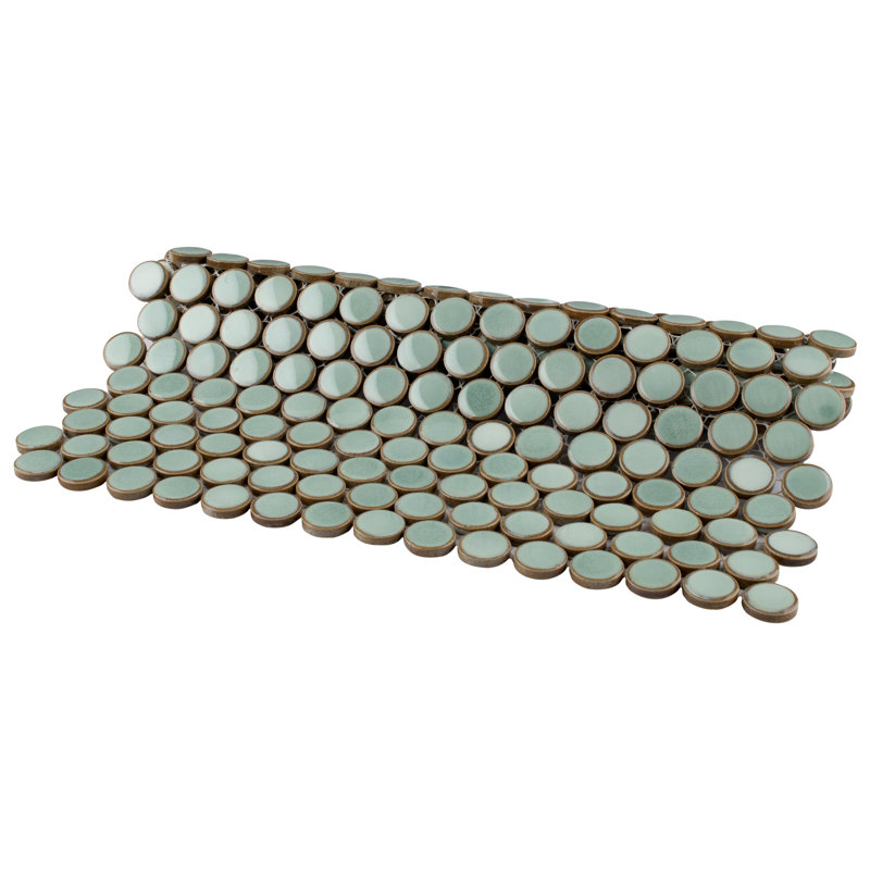 Hudson Penny Round 0.8" x 0.8" Porcelain Penny Round Mosaic Wall & Floor Tile, Mint Green