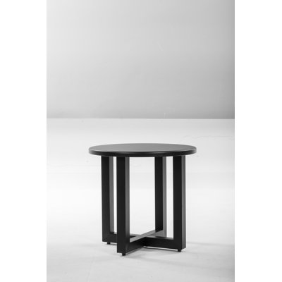 Black Outdoor Metal Round Table – Weather-resistant Patio Side Table/coffee Bistro Table With Adjustable Feet For Indoor & Outdoor Use