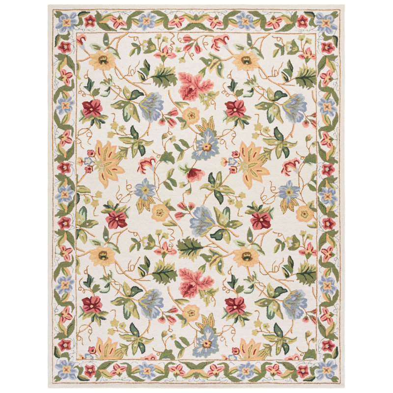 Chelsea Hand Hooked Wool Floral Rug, Rectangle 8' x 10'