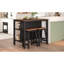Ensemble d'îlot de cuisine fixe en bois massif 3 pièces 45 po avec 2 sièges, ensemble de table de préparation en bois d'hévéa avec 2 tablettes ouvertes Topmax