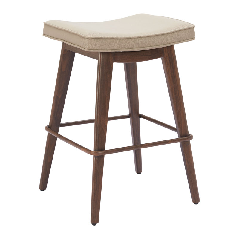 Manoff Counter Stool Beige & Walnut