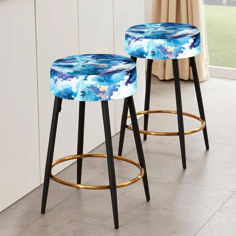 Bleu céleste Aura Camouflage - ensemble de 2 tabourets de bar abstraits