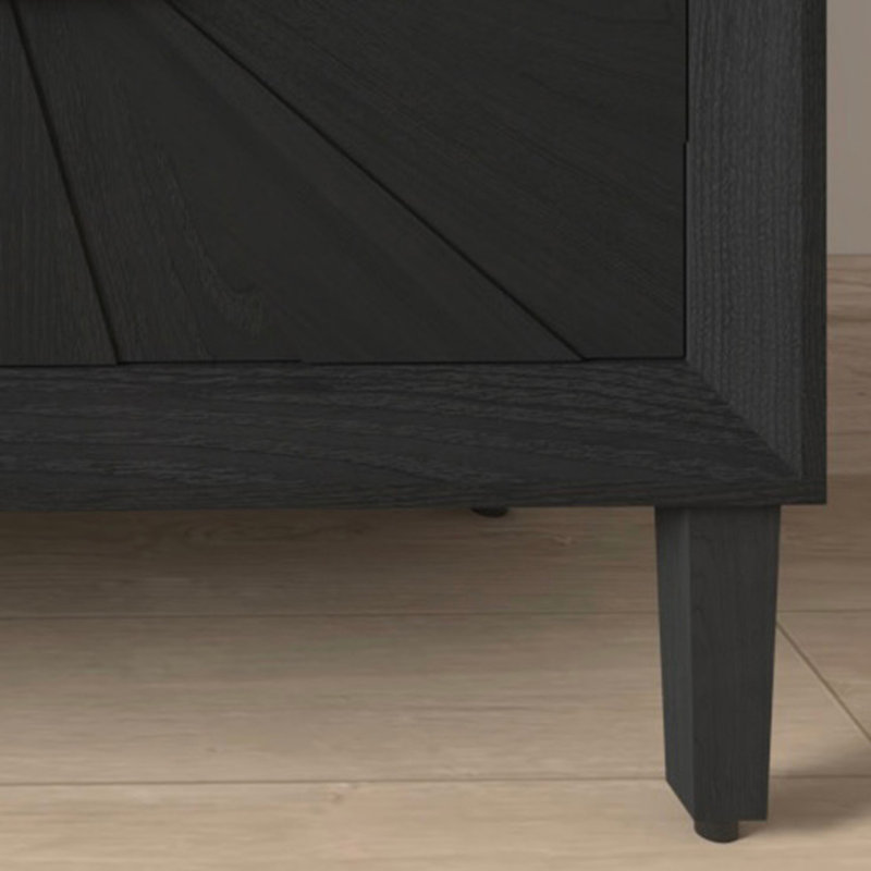 Crédence rustique American Farmhouse, armoire de rangement avec tablettes réglables, Noir
