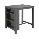 Graham 36" Grey Finish Small Space Counter Height Dining Table With Usb Charging Ports And Shelves (Only Tables, No Chairs)