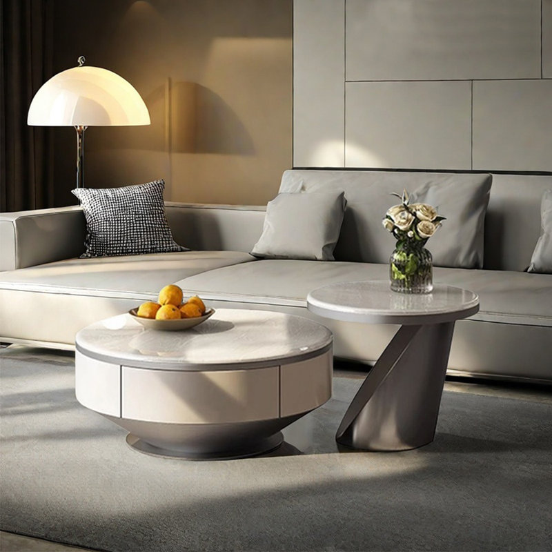 Tables basses minimalistes de style italien, H 13,8 po x L 31,5 po x l 31,5 po