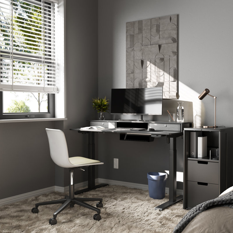 Bureau debout à hauteur ajustable Paulien, Noir