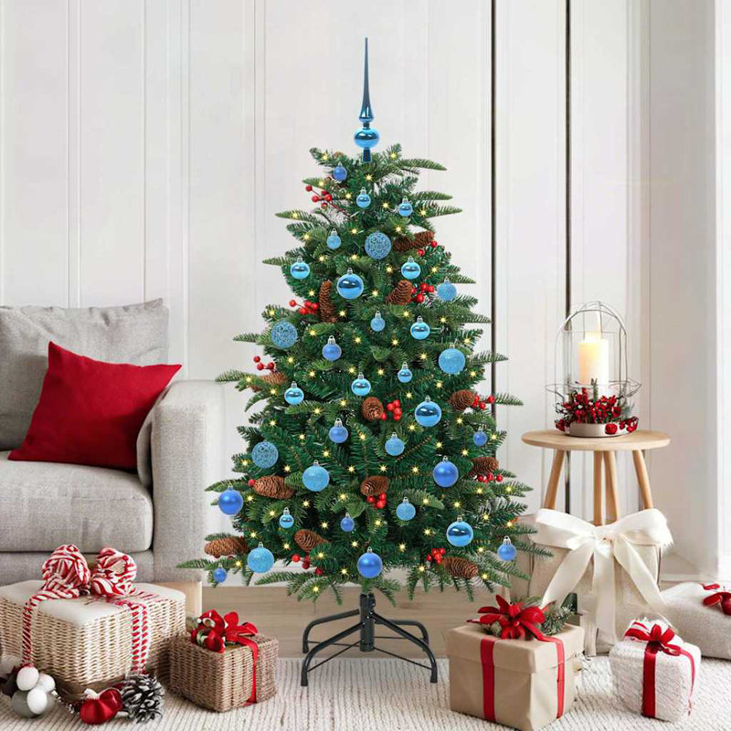 Artificial Christmas Tree with LEDs with Stand , 4.92 ft, Green/Blue