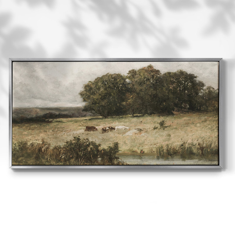 Série paysage - MCLII - Toile tendue avec châssis encadré - Prêt à être accroché, H 25 po x l 49 po, Argent argent