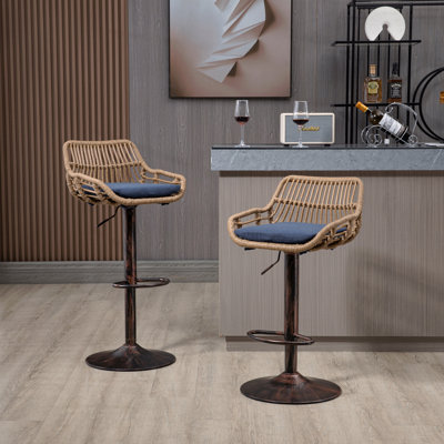 Modern Style Swivel Bar Stools (Set Of 2) Adjustable Counter Height Chairs With Footrest