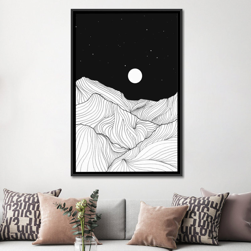«Lines», impression sur toile tendue, H 26 po x l 18 po x P 1,5 po, Toile avec cadre noir, Pas de tapis
