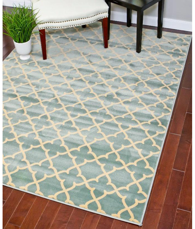 Tapis intérieur / extérieur bleu / beige Alanson Ikat, Rectangle 8 pi x 10 pi