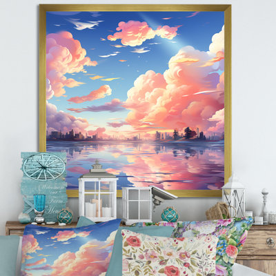 Pink And Blue Calm Aquarelle Sky  III - Fruits Wall Art