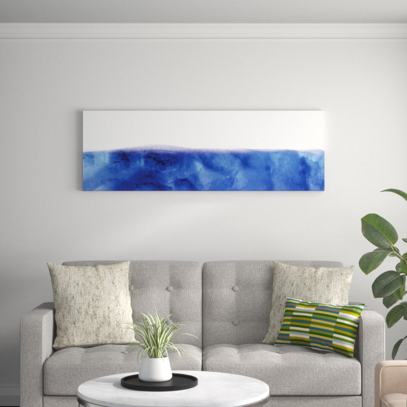 « bleu aquarelle demi-horizontal », impression sur toile
