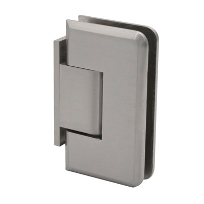 FHC CLNS05BN Carolina Beveled Wall Mount Hinge, Brass Material, 5 Degree Closing Position, 3/8" to 1/2" Glass, Offset Short Back Plate, Brushed Nickel Finish.