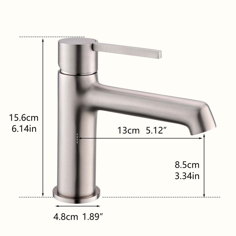 Robinet de salle de bain monocorps et monocommande, Nickel brossé
