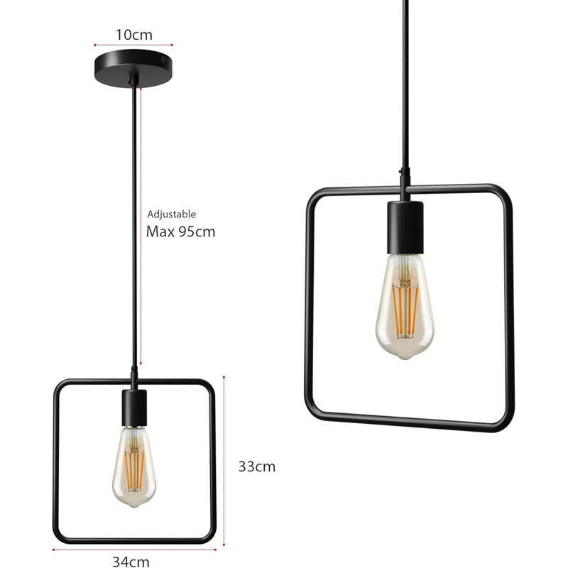 1 - Light Black Square Pendant, Yes