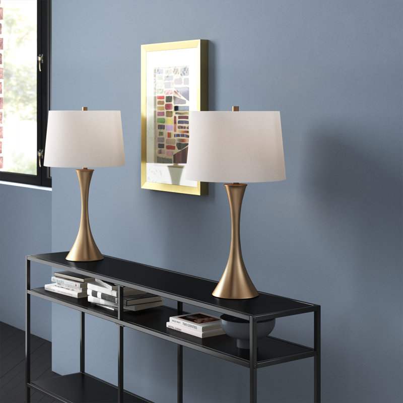 Ensemble de lampes de table standard 24,25 po Adonis, Bronze doré mat, Beige
